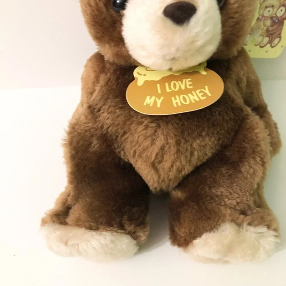 Vtg Russ Luv Pets I Love  My Honey Bear 6 Inch Tall Stuffed Animal Plush - Picture 3 of 16